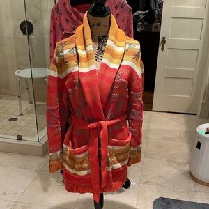 Pendleton cardigan with pockets and belt